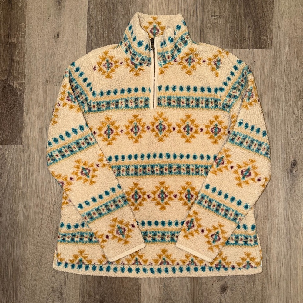 Sonoma Sherpa Quarter Zip Pullover Aztec Southwestern Fleece Women’s Large